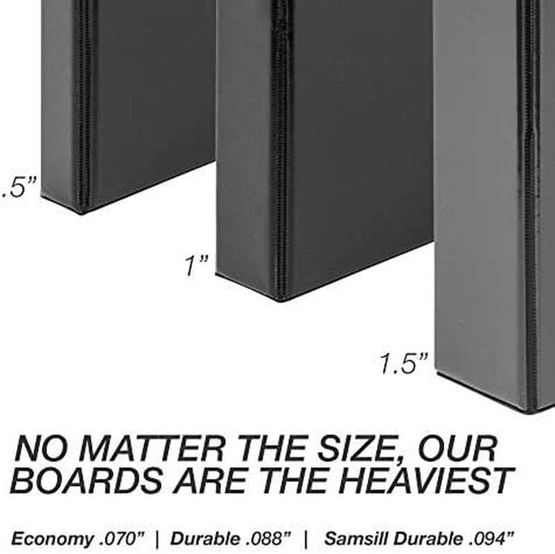 Durable 1 Inch 3 Ring Binder, Made in USA, D Ring Binder, FSC 100% Recycled Chipboard, Black, 12 Pack