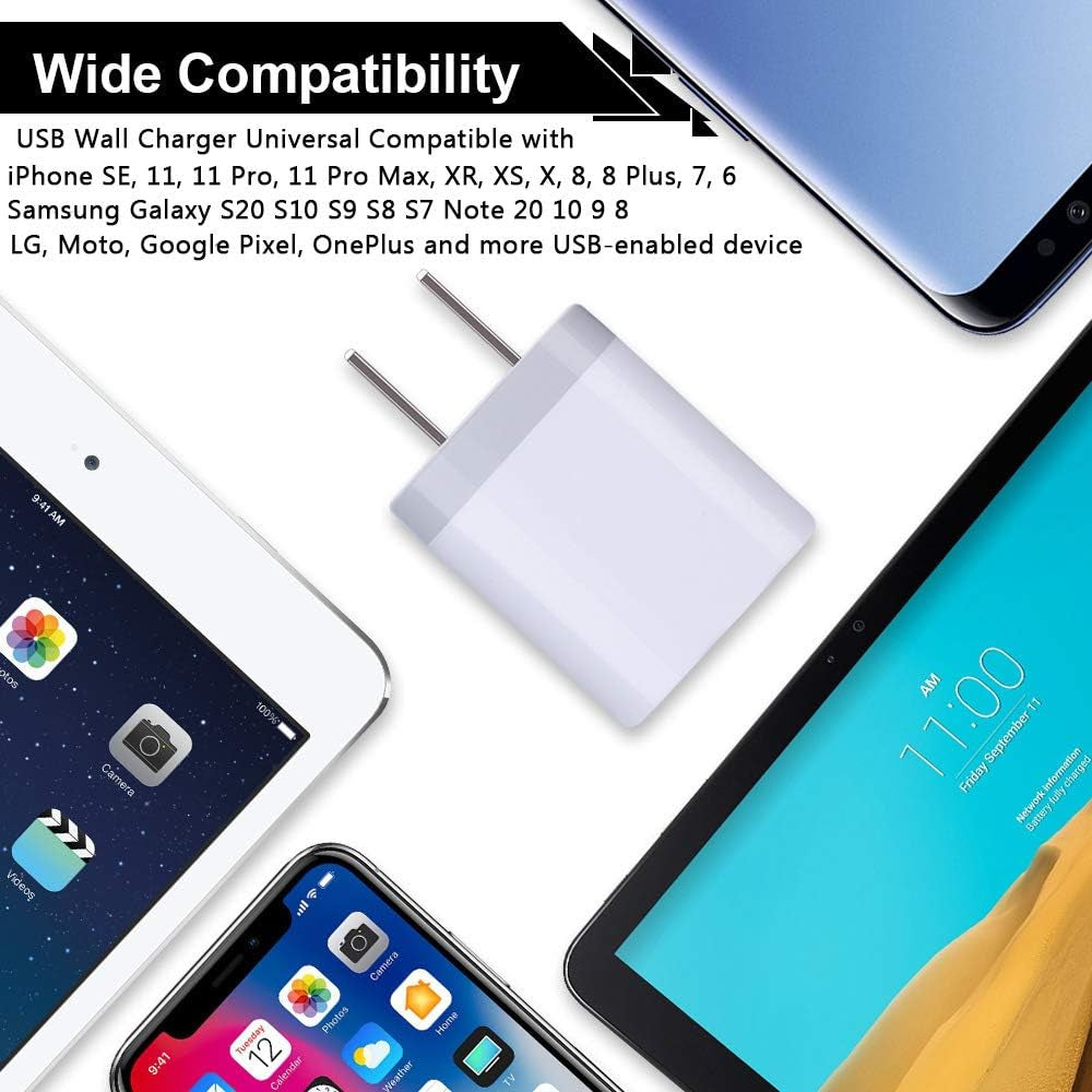USB Cube Wall Charger, 2 Port Charging Box 4Pack 2.1A/5V Home Travel Plug USB Power Adapter Charging Station Base for Iphone 16E 16 15 14 13 12 11 Pro Max XR XS X 8 7 6 Plus, Ipad, Ipod,Samsung
