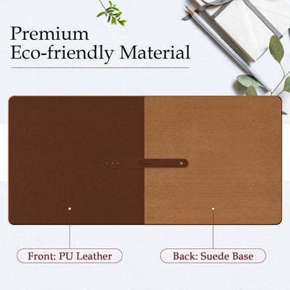 PU Leather Desk Pad with Suede Base, Multi-Color Non-Slip Mouse Pad, 24” X 14” Waterproof Desk Writing Mat, Large Desk Blotter Protector (Brown)