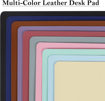 PU Leather Desk Pad with Suede Base, Multi-Color Non-Slip Mouse Pad, 24” X 14” Waterproof Desk Writing Mat, Large Desk Blotter Protector (Brown)