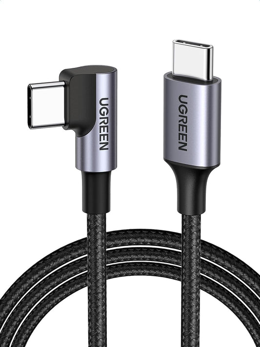 Right Angle USB C Cable 6.6FT 2-Pack, 60W USB C to USB C Cable 90 Degree Type C Cable for Iphone 17/16, Macbook Pro/Air, Ipad Pro 2022/Air 5/Mini 6, Galaxy S25/S24/S22, Pixel 8/7, Switch